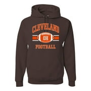 Wild Bobby City of Cleveland CLE American Football Fantasy Fan | Mens Sports Hooded Sweatshirt Graphic Hoodie, Brown, 2XL