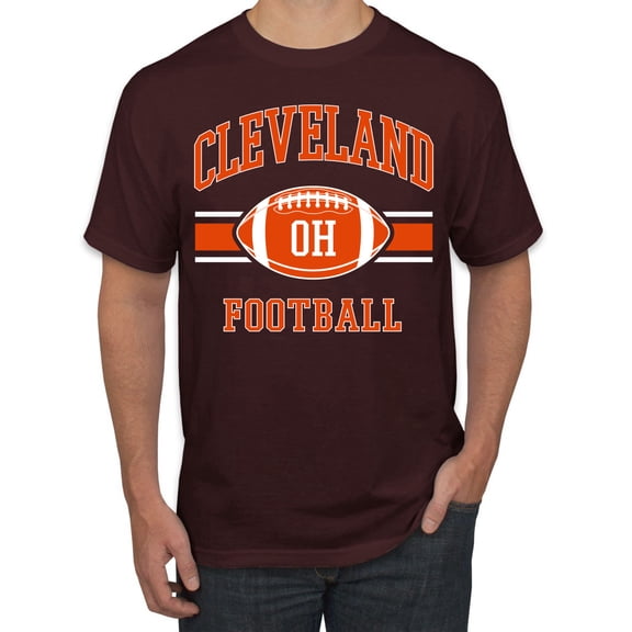 Wild Bobby City of Cleveland CLE American Football Fantasy Fan Sports Men's Graphic T-Shirt, Brown, Small