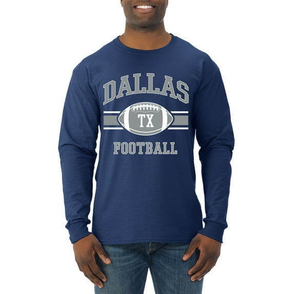 Wild Bobby City of Dallas DAL American Football Fantasy Fan Sports Mens Long Sleeve Shirt, Navy, X-Large