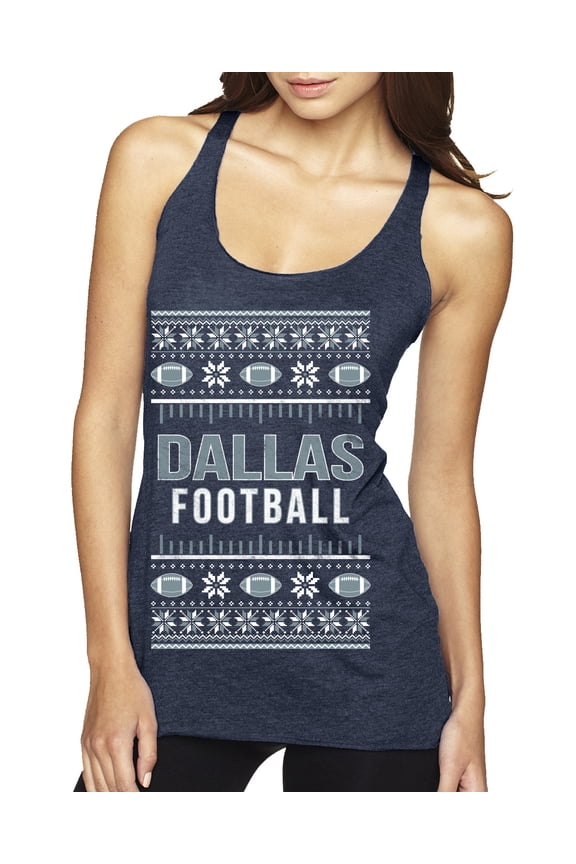 City of Dallas DAL American Football Fantasy Fan Sports Women Tri-Blend Racerback Tank Top, Vintage Navy, Medium