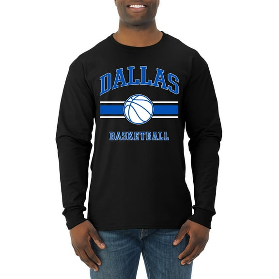 Wild Bobby City of Dallas DAL Basketball Fantasy Fan Sports Mens Long Sleeve Shirt, Black, Small