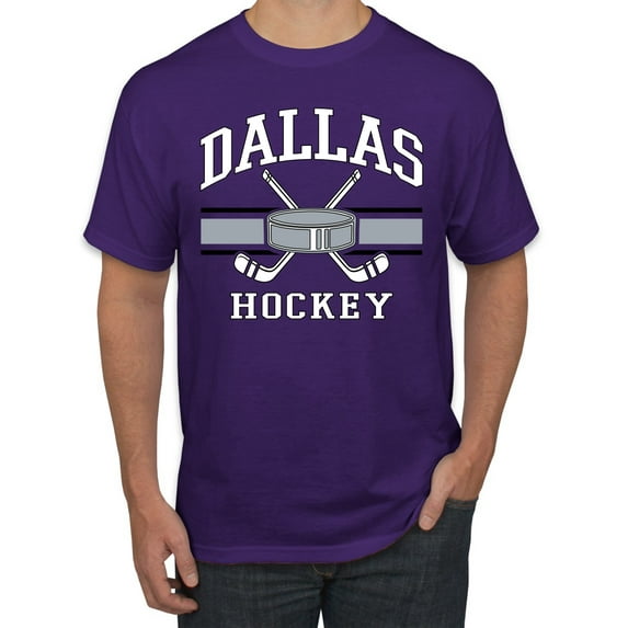 Wild Bobby City of Dallas Hockey Fantasy Fan Sports Men's T-Shirt, Purple, 3X-Large