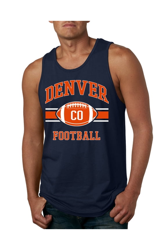 City of Denver DEN American Football Fantasy Fan Sports Mens Graphic Tank Top, Navy, Large
