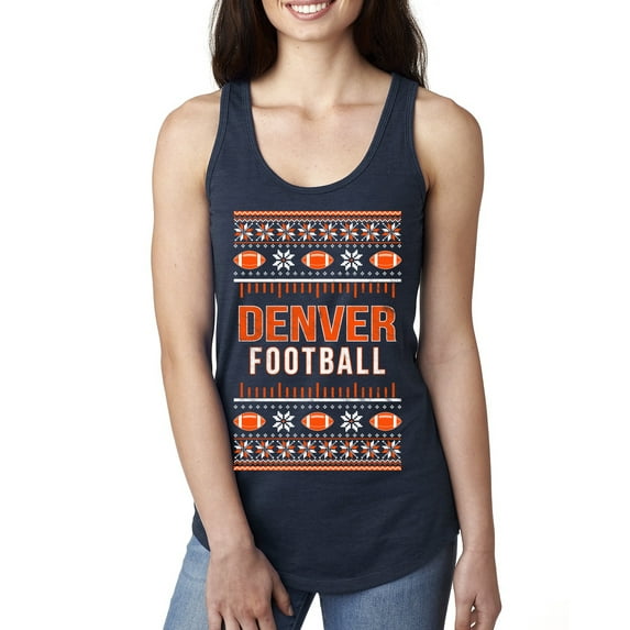 Wild Bobby City of Denver DEN American Football Fantasy Fan Sports Women Racerback Tank Top, Navy, Medium