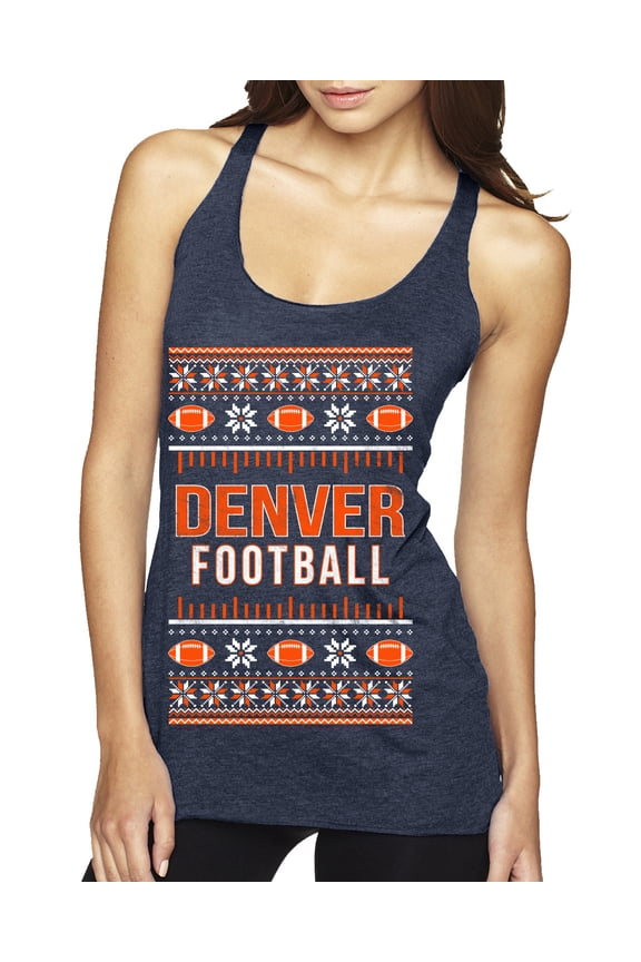 City of Denver DEN American Football Fantasy Fan Sports Women Tri-Blend Racerback Tank Top, Vintage Navy, Medium