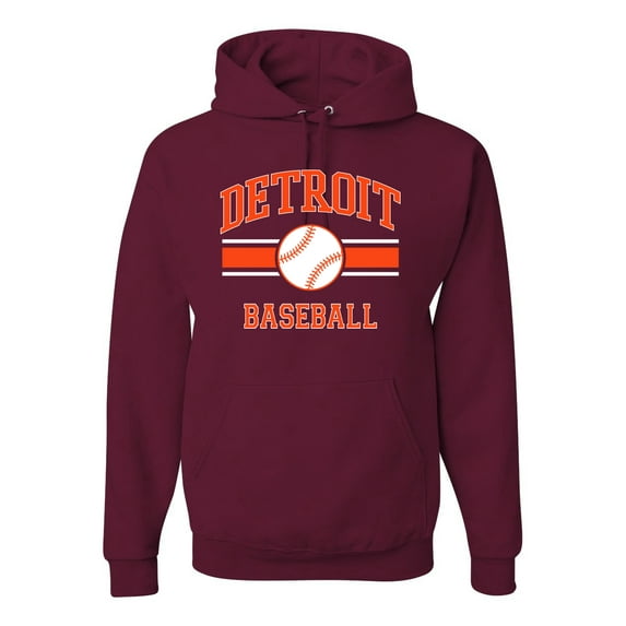Wild Bobby City of Detroit Baseball Fantasy Fan Sports Unisex Hoodie Sweatshirt, Maroon, X-Large