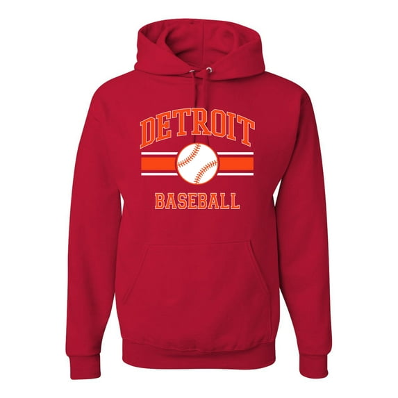 Wild Bobby City of Detroit Baseball Fantasy Fan Sports Unisex Hoodie Sweatshirt, Red, X-Large