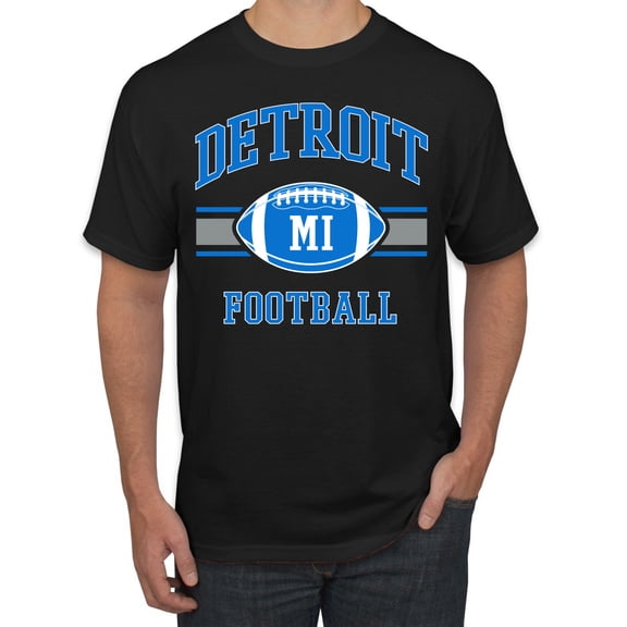 Wild Bobby City of Detroit DET American Football Fantasy Fan Sports Men's Graphic T-Shirt, Black, X-Large