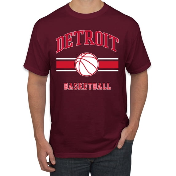 Wild Bobby City of Detroit DET Basketball Fantasy Fan Sports Men's T-Shirt, Maroon, Large