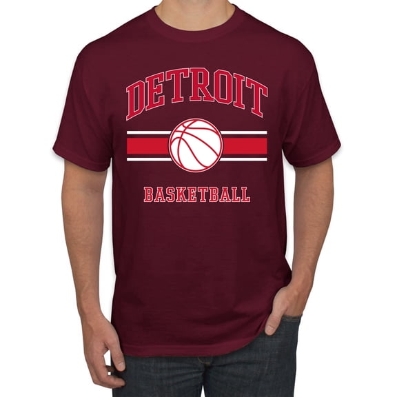Wild Bobby City of Detroit DET Basketball Fantasy Fan Sports Men's T-Shirt, Maroon, X-Large