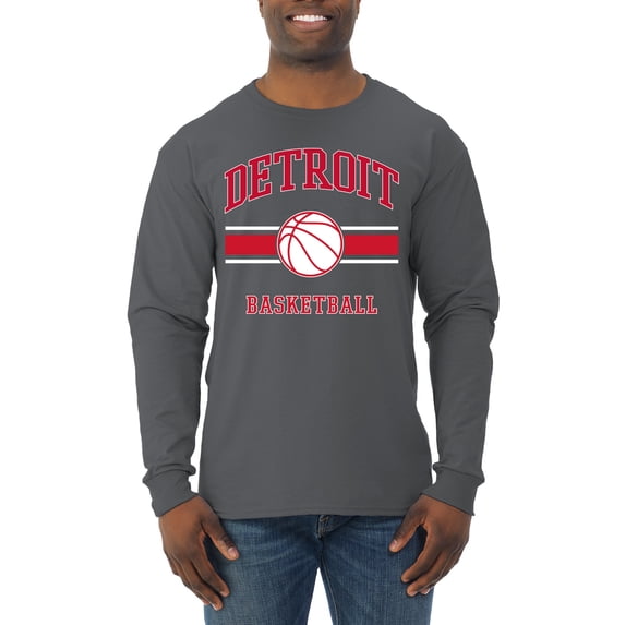 Wild Bobby City of Detroit DET Basketball Fantasy Fan Sports Mens Long Sleeve Shirt, Charcoal, XX-Large