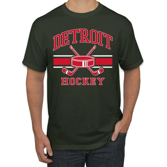 Wild Bobby City of Detroit Hockey Fantasy Fan Sports Men's T-Shirt, Forest Green, XX-Large
