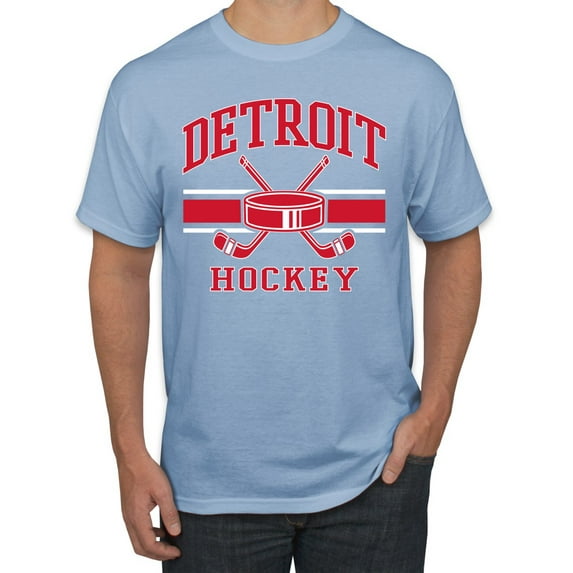 Wild Bobby City of Detroit Hockey Fantasy Fan Sports Men's T-Shirt, Light Blue, Small