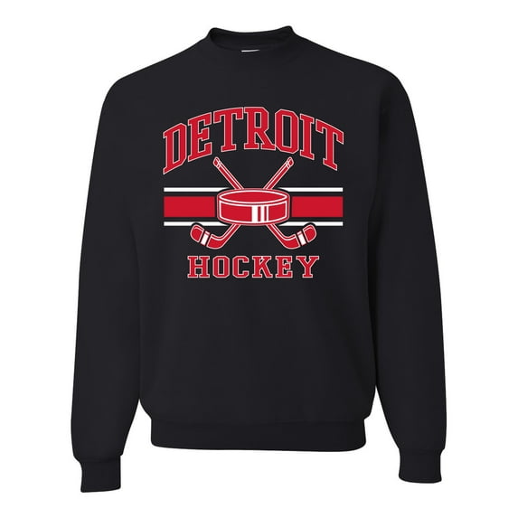 Wild Bobby City of Detroit Hockey Fantasy Fan Sports Unisex Crewneck Sweatshirt, Black, 3X-Large
