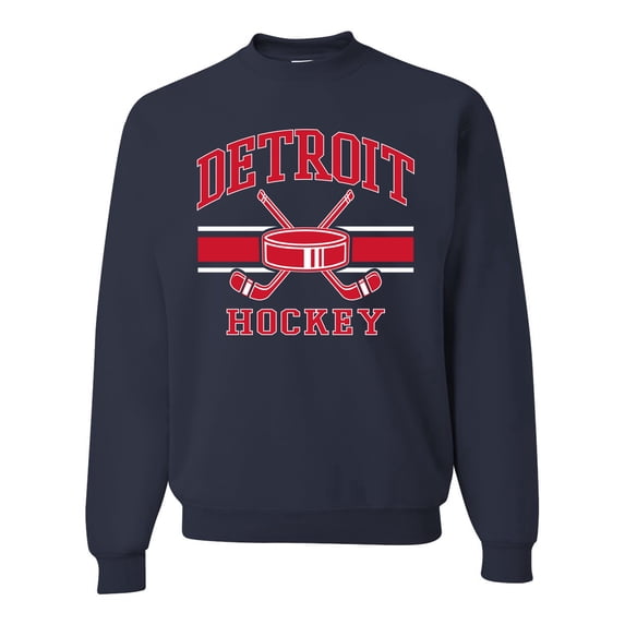 Wild Bobby City of Detroit Hockey Fantasy Fan Sports Unisex Crewneck Sweatshirt, Navy, X-Large