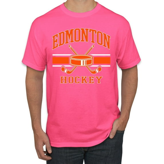 Wild Bobby City of Edmonton Hockey Fantasy Fan Sports Men's T-Shirt, Neon Pink, X-Large