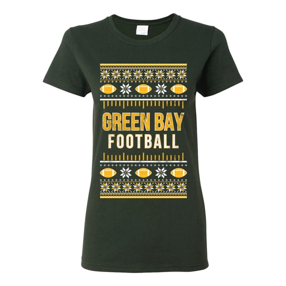 Wild Bobby City of Green Bay GB American Football Fantasy Fan Sports Women Graphic T-Shirt, Forest Green, Small