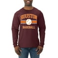 thumbnail image 1 of Wild Bobby City of Houston Baseball Fantasy Fan Sports Men's Long Sleeve T-Shirt, Maroon, 3X-Large, 1 of 6