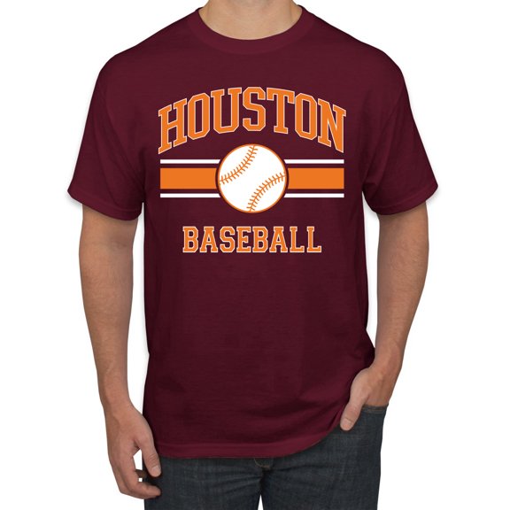 Wild Bobby City of Houston Baseball Fantasy Fan Sports Men's T-Shirt, Maroon, 4X-Large