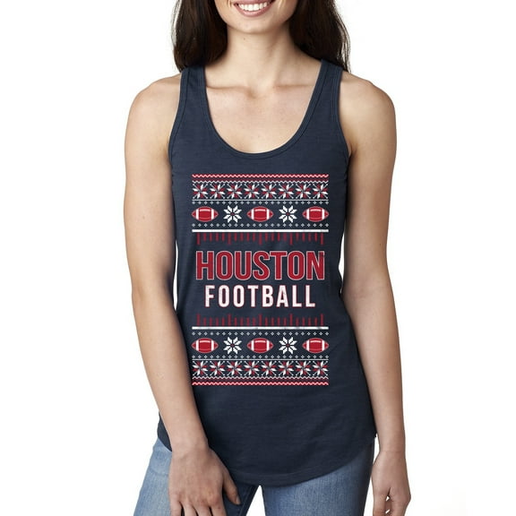 Wild Bobby City of Houston HOU American Football Fantasy Fan Sports Women Racerback Tank Top, Navy, Medium