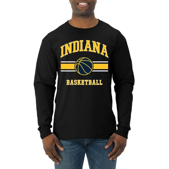 Wild Bobby City of Indiana IND Basketball Fantasy Fan Sports Mens Long Sleeve Shirt, Black, Small