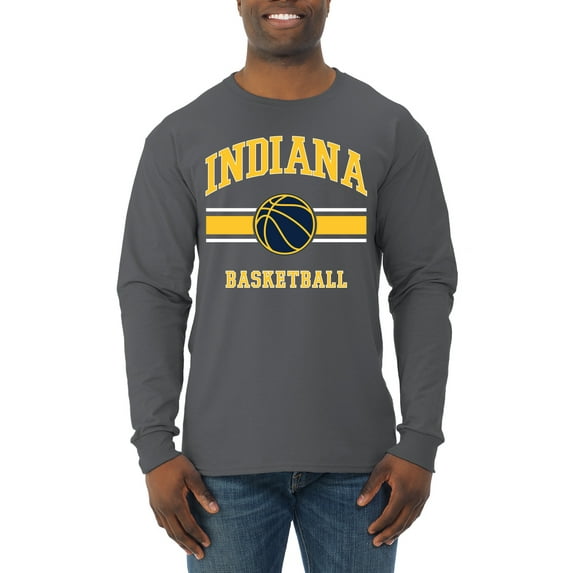 Wild Bobby City of Indiana IND Basketball Fantasy Fan Sports Mens Long Sleeve Shirt, Charcoal, Large