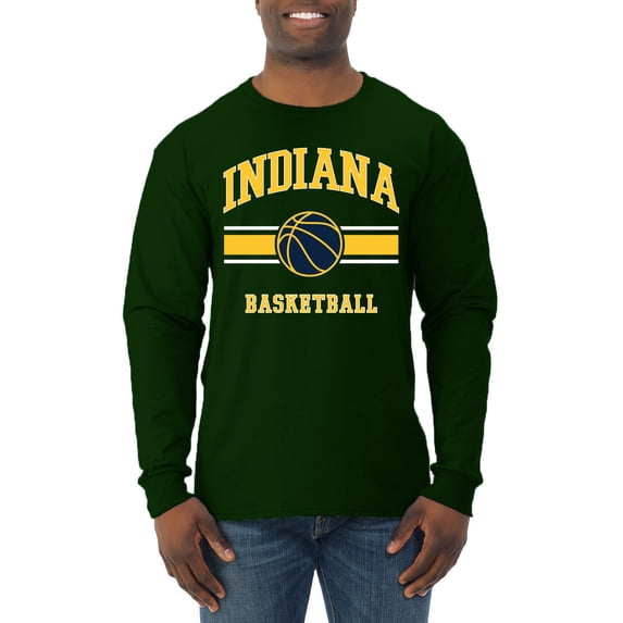 Wild Bobby City of Indiana IND Basketball Fantasy Fan Sports Mens Long Sleeve Shirt, Forest Green, XX-Large
