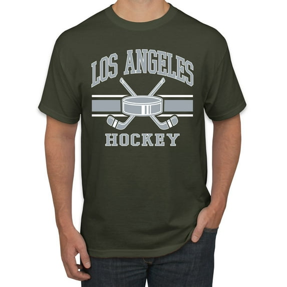 Wild Bobby City of Los Angeles Hockey Fantasy Fan Sports Men's T-Shirt, Military Green, 4X-Large