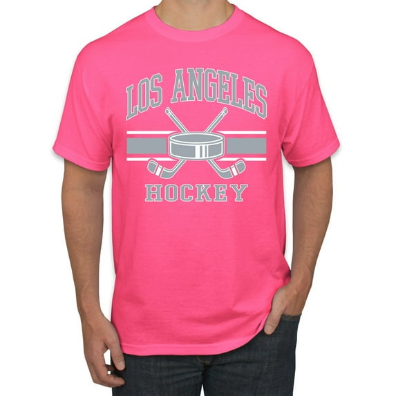 Wild Bobby City of Los Angeles Hockey Fantasy Fan Sports Men's T-Shirt, Neon Pink, XX-Large