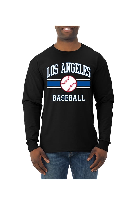 City of Los Angeles LA Baseball Fantasy Fan Sports Men's Long Sleeve T-Shirt, Black, Small