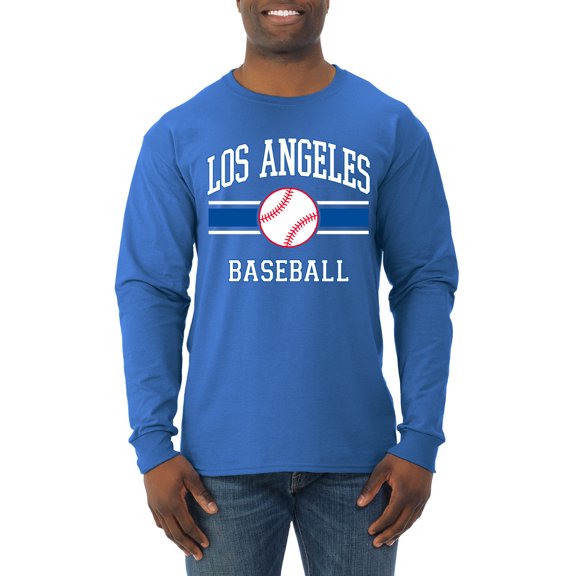 Wild Bobby City of Los Angeles LA Baseball Fantasy Fan Sports Men's Long Sleeve T-Shirt, Royal, Large