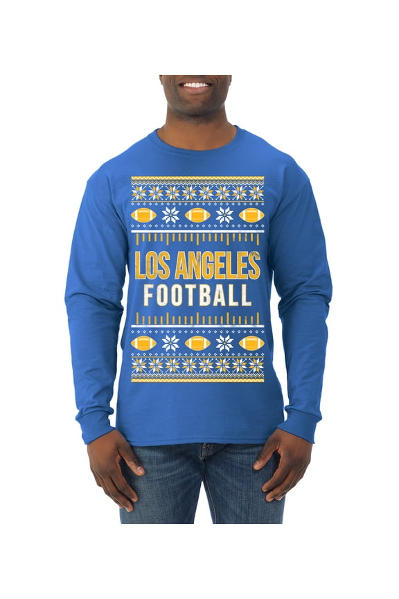 City of Los Angeles LAR American Football Fantasy Fan Sports Men Long Sleeve Shirt, Royal, Medium