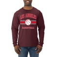 thumbnail image 1 of Wild Bobby City of Los Angeles LAR Basketball Fantasy Fan Sports Mens Long Sleeve Shirt, Maroon, Large, 1 of 5