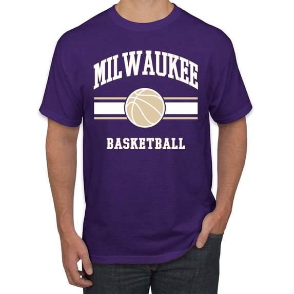 Wild Bobby City of Milwaukee Basketball Fantasy Fan Sports Men's T-Shirt, Purple, Medium