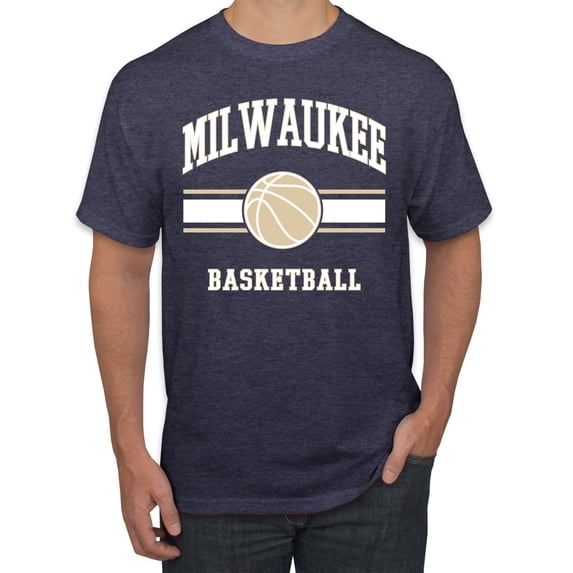 Wild Bobby City of Milwaukee Basketball Fantasy Fan Sports Men's T-Shirt, Vintage Heather Navy, 4X-Large