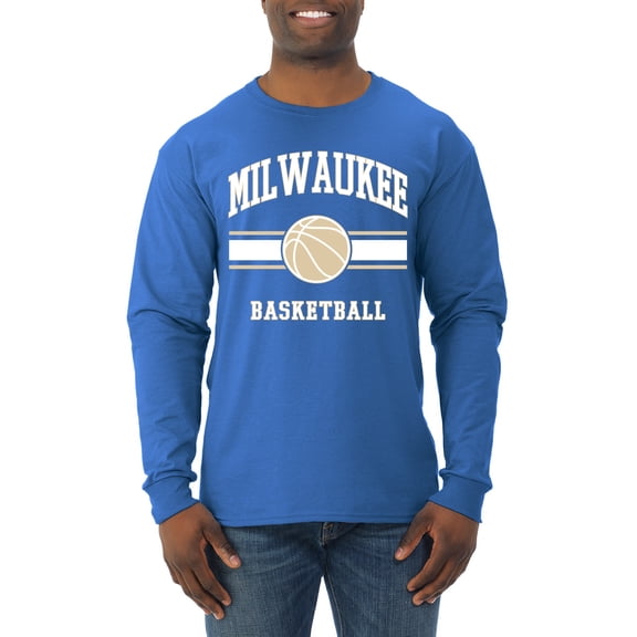 Wild Bobby City of Milwaukee Basketball Fantasy Fan Sports Mens Long Sleeve Shirt, Royal, X-Large