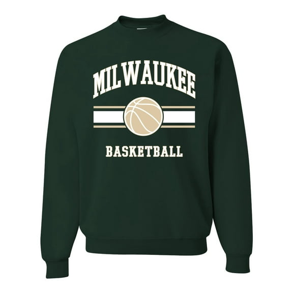 Wild Bobby City of Milwaukee Basketball Fantasy Fan Sports Unisex Crewneck Sweatshirt, Forest Green, Medium