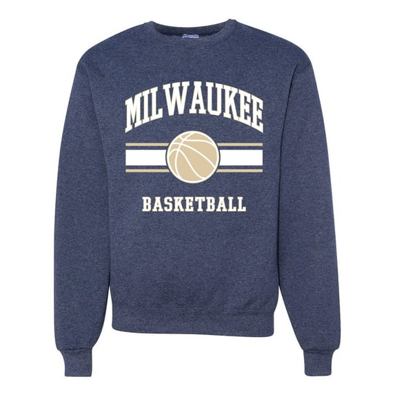 Wild Bobby City of Milwaukee Basketball Fantasy Fan Sports Unisex Crewneck Sweatshirt, Vintage Heather Navy, Small