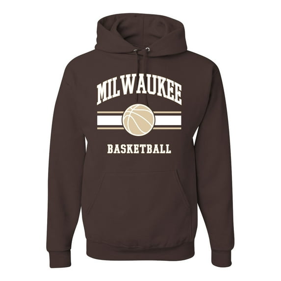 Wild Bobby City of Milwaukee Basketball Fantasy Fan Sports Unisex Hoodie Sweatshirt, Brown, X-Large