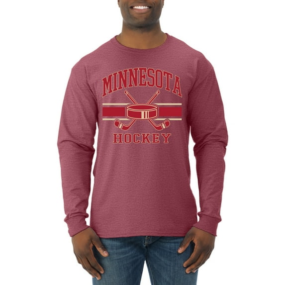 Wild Bobby City of Minnesota Hockey Fantasy Fan Sports Men's Long Sleeve Shirt, Vintage Heather Red, Large