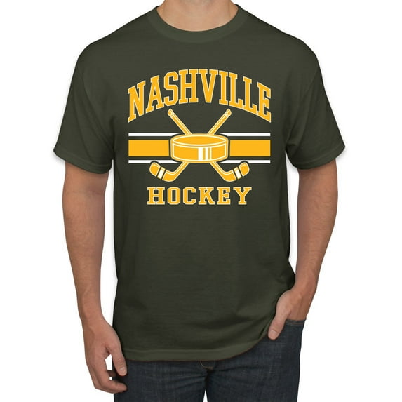 Wild Bobby City of Nashville Hockey Fantasy Fan Sports Men's T-Shirt, Military Green, 5X-Large