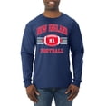 thumbnail image 1 of Wild Bobby City of New England NE American Football Fantasy Fan Sports Mens Long Sleeve Shirt, Navy, 2XL, 1 of 3