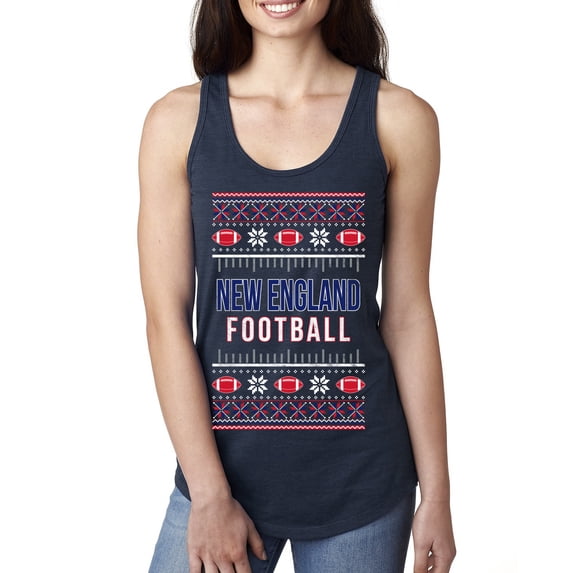 Wild Bobby City of New England NE American Football Fantasy Fan Sports Women Racerback Tank Top, Navy, X-Large