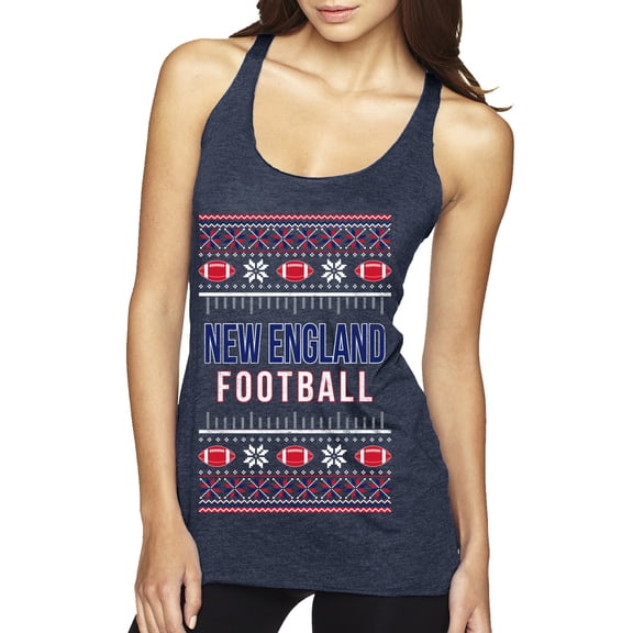 Wild Bobby City of New England NE American Football Fantasy Fan Sports Women Tri-Blend Racerback Tank Top, Vintage Navy, Medium