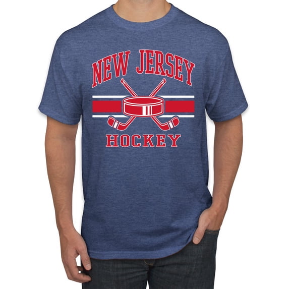 Wild Bobby City of New Jersey Hockey Fantasy Fan Sports Men's T-Shirt, Vintage Heather Blue, Large