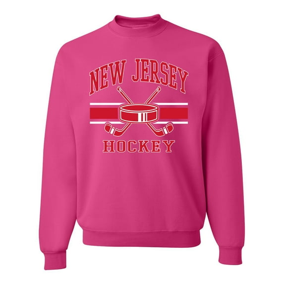 Wild Bobby City of New Jersey Hockey Fantasy Fan Sports Unisex Crewneck Sweatshirt, Fuschia, 3X-Large