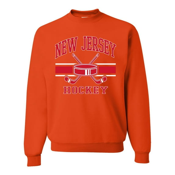 Wild Bobby City of New Jersey Hockey Fantasy Fan Sports Unisex Crewneck Sweatshirt, Orange, Large