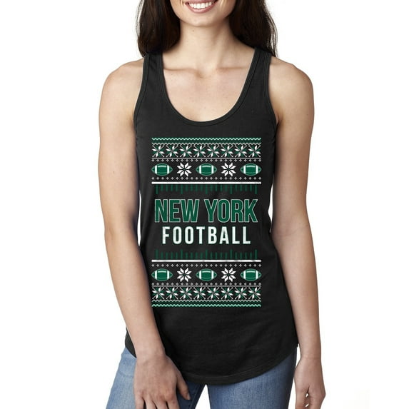 Wild Bobby City of New York NY American Football Fantasy Fan Sports Women Racerback Tank Top, Black, Medium