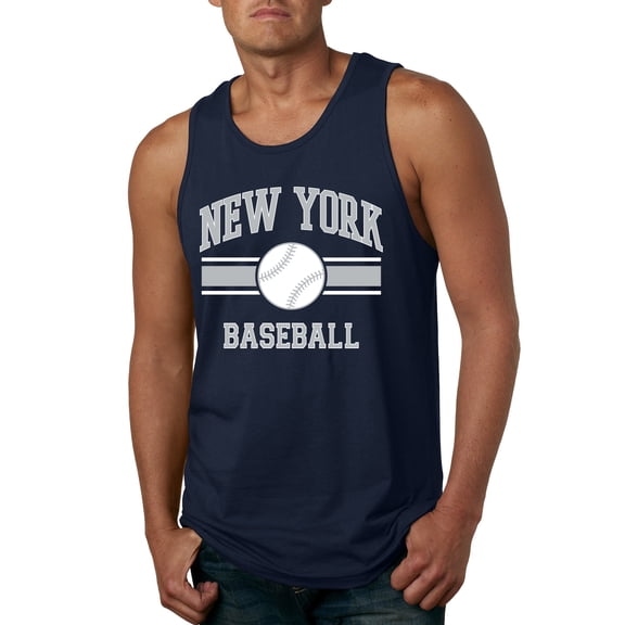Wild Bobby City of New York NY Baseball Fantasy Fan Sports Men's Tank Top, Navy, Medium