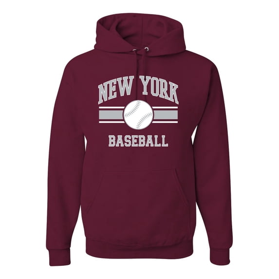 Wild Bobby City of New York NY Baseball Fantasy Fan Sports Unisex Hoodie Sweatshirt, Maroon, 3X-Large